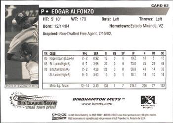 2009 Choice Binghamton Mets #2 Edgar Alfonzo Back
