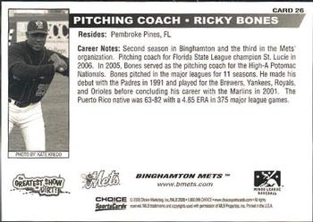 2008 Choice Binghamton Mets #26 Ricky Bones Back