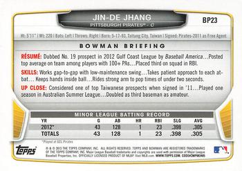 2013 Bowman - Prospects Silver Ice #BP23 Jin-De Jhang Back