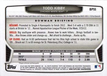 2013 Bowman - Prospects Silver Ice #BP55 Todd Kibby Back