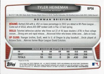 2013 Bowman - Prospects Silver Ice #BP56 Tyler Heineman Back
