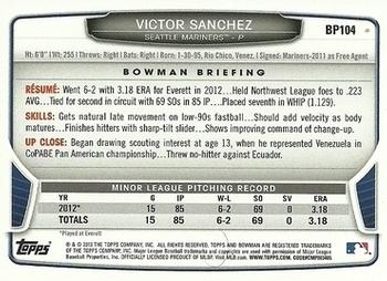 2013 Bowman - Prospects Silver Ice #BP104 Victor Sanchez Back