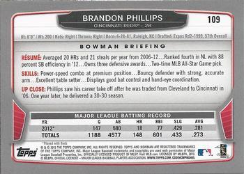 2013 Bowman - Silver Ice #109 Brandon Phillips Back