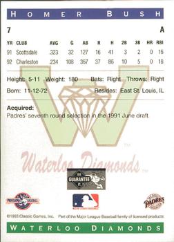 1993 Classic Best Waterloo Diamonds #7 Homer Bush Back