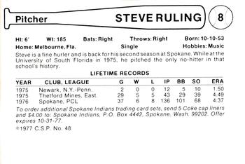 1977 Cramer Spokane Indians #48 Steve Ruling Back