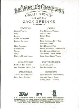 2008 Topps Allen & Ginter #237 Zack Greinke Back