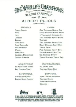 2008 Topps Allen & Ginter #50 Albert Pujols Back