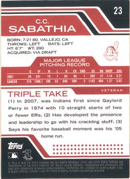 2008 Topps Triple Threads #23 CC Sabathia Back