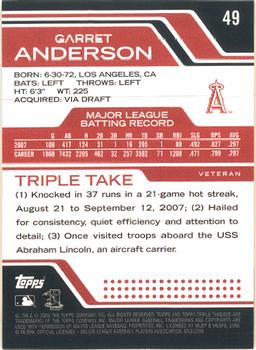 2008 Topps Triple Threads #49 Garret Anderson Back