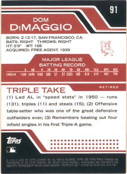 2008 Topps Triple Threads #91 Dom DiMaggio Back