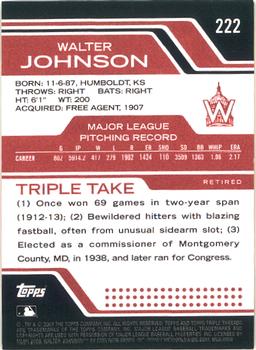 2008 Topps Triple Threads #222 Walter Johnson Back