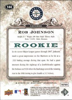 2008 Upper Deck A Piece of History #144 Rob Johnson Back