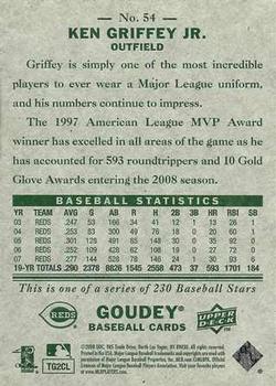 2008 Upper Deck Goudey #54 Ken Griffey Jr. Back