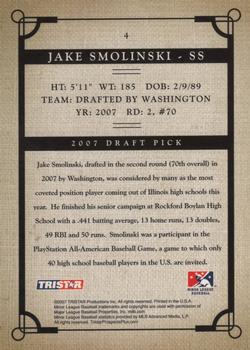 2007 TriStar Prospects Plus #4 Jake Smolinski Back