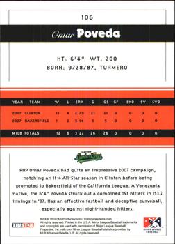 2008 TriStar PROjections #106 Omar Poveda Back