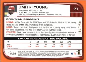 2008 Bowman - Orange #23 Dmitri Young Back