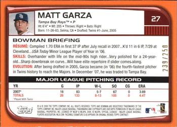 2008 Bowman - Orange #27 Matt Garza Back