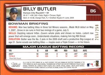 2008 Bowman - Orange #86 Billy Butler Back