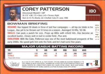 2008 Bowman - Orange #180 Corey Patterson Back
