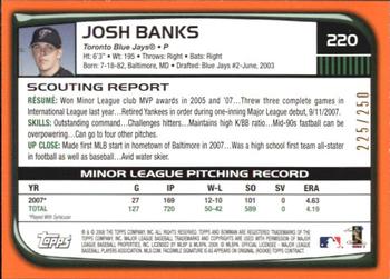2008 Bowman - Orange #220 Josh Banks Back