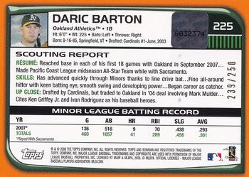 2008 Bowman - Orange #225 Daric Barton Back