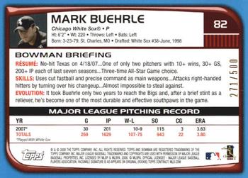 2008 Bowman - Blue #82 Mark Buehrle Back