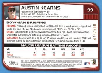 2008 Bowman - Blue #99 Austin Kearns Back