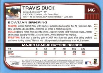 2008 Bowman - Blue #146 Travis Buck Back