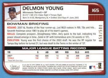 2008 Bowman - Blue #165 Delmon Young Back