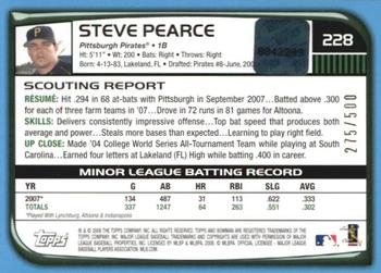 2008 Bowman - Blue #228 Steve Pearce Back