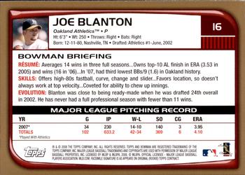 2008 Bowman - Gold #16 Joe Blanton Back