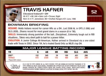 2008 Bowman - Gold #52 Travis Hafner Back