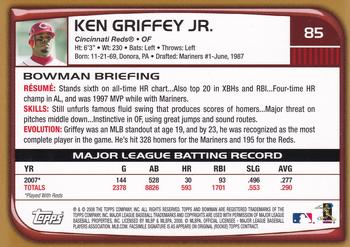 2008 Bowman - Gold #85 Ken Griffey Jr. Back