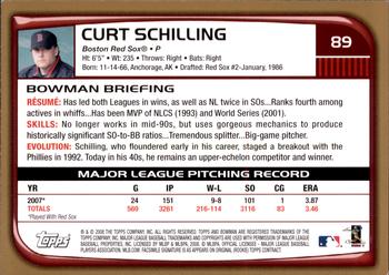 2008 Bowman - Gold #89 Curt Schilling Back