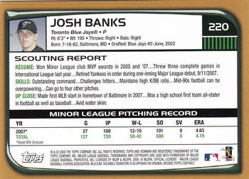 2008 Bowman - Gold #220 Josh Banks Back