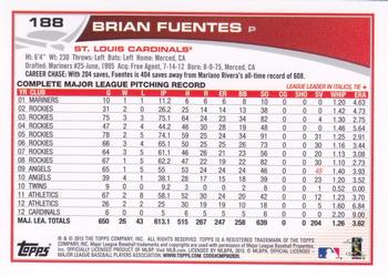 2013 Topps - Silver Slate Blue Sparkle #188 Brian Fuentes Back