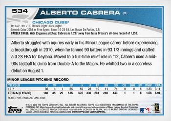 2013 Topps - Silver Slate Blue Sparkle #534 Alberto Cabrera Back