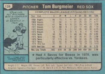 1980 Topps #128 Tom Burgmeier Back