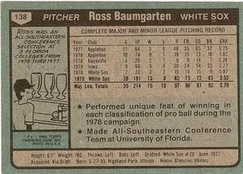 1980 Topps #138 Ross Baumgarten Back