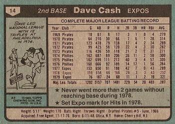 1980 Topps #14 Dave Cash Back
