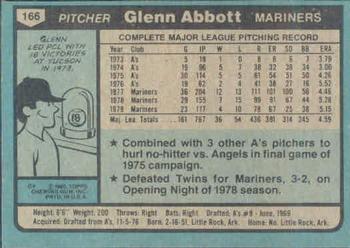 1980 Topps #166 Glenn Abbott Back