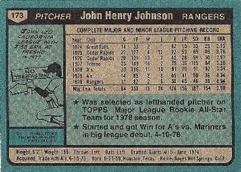 1980 Topps #173 John Henry Johnson Back