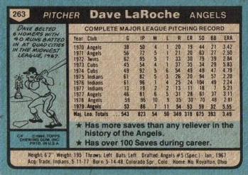 1980 Topps #263 Dave LaRoche Back