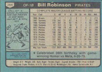 1980 Topps #264 Bill Robinson Back