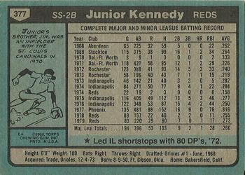 1980 Topps #377 Junior Kennedy Back