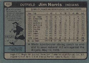 1980 Topps #333 Jim Norris Back