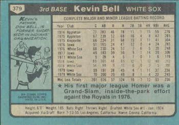 1980 Topps #379 Kevin Bell Back