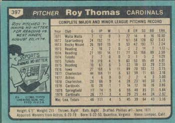 1980 Topps #397 Roy Thomas Back
