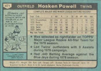 1980 Topps #471 Hosken Powell Back