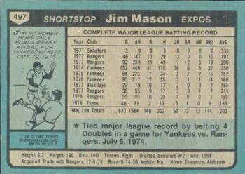 1980 Topps #497 Jim Mason Back